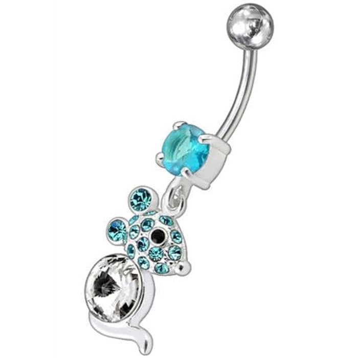 Jeweled Dangling Banana Bar Fancy Small Rat Belly Ring