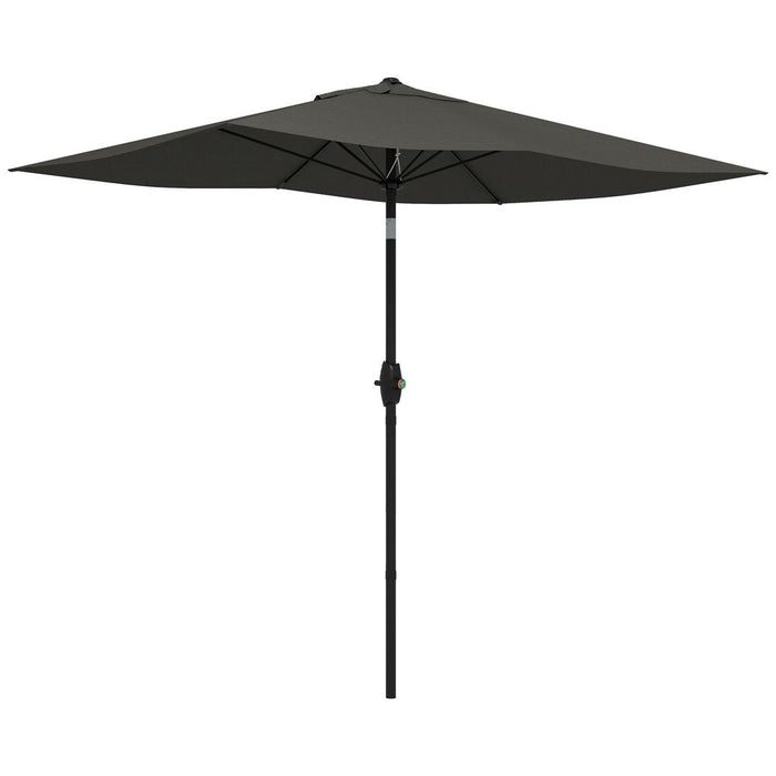 Premium Dark Grey Rectangular Garden Parasol - Crank Operated - High-Quality Outdoor Umbrella