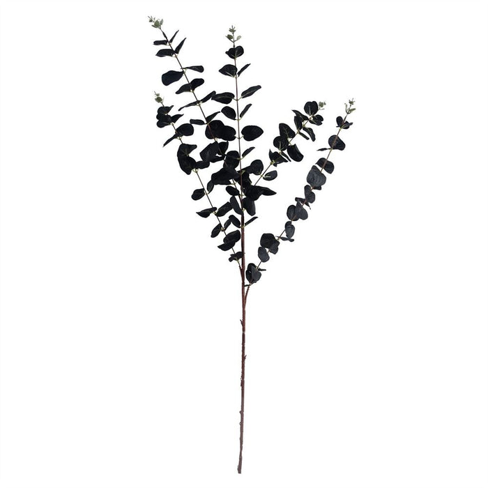 80cm Black Eucalyptus and Viburnum Arrangement Glass Vase