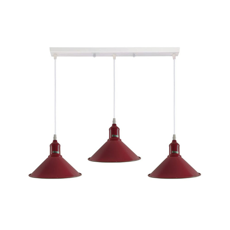 Industrial Vintage Loft Kitchen Bar 3 Lights Fittings Ceiling Cone Metal E27