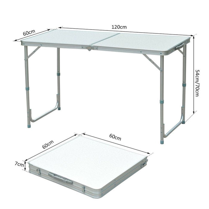 Outsunny 4ft Aluminium Portable Folding Camping Picnic Table Outdoor Garden