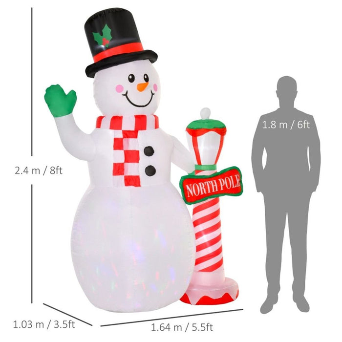 Inflatable Christmas Snowman with Street Lamp White 164W x 103D x 240Hcm