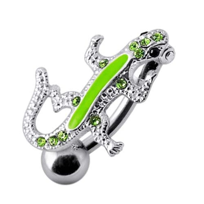 SS Fancy Jeweled Lizard Dangling Navel Ring