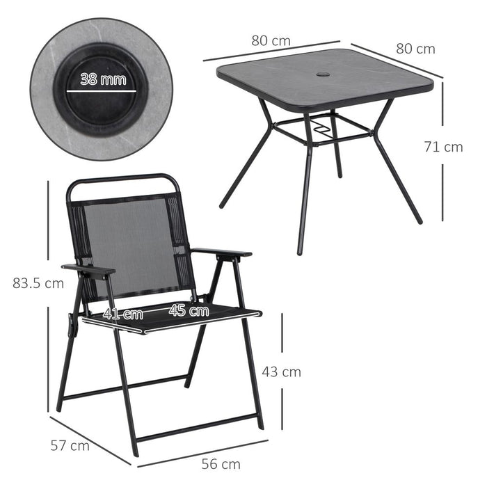 Prestige Patio Dining Set - Weather-Resistant Furniture, Umbrella Hole, Black - Perfect for Outdoor Entertaining