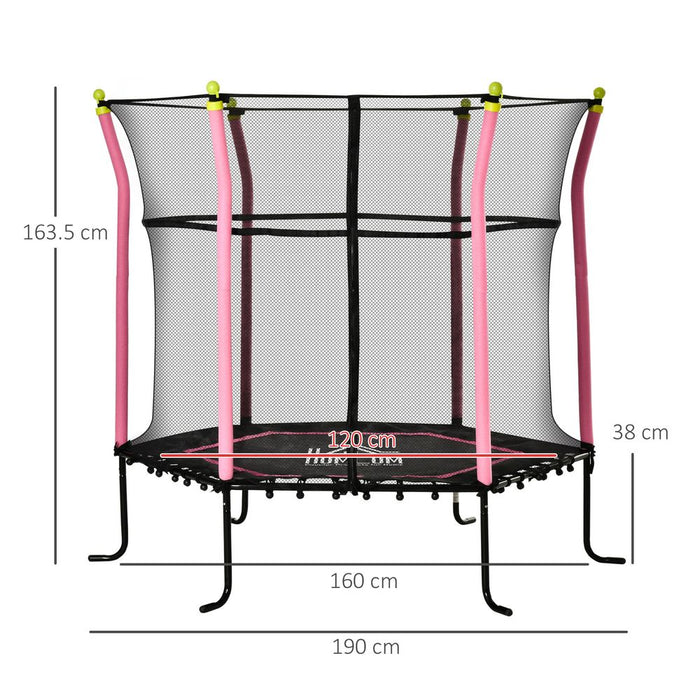 Premium 5.2FT Kids Trampoline - Enclosure & Indoor/Outdoor Use - 3-10 Years - Pink