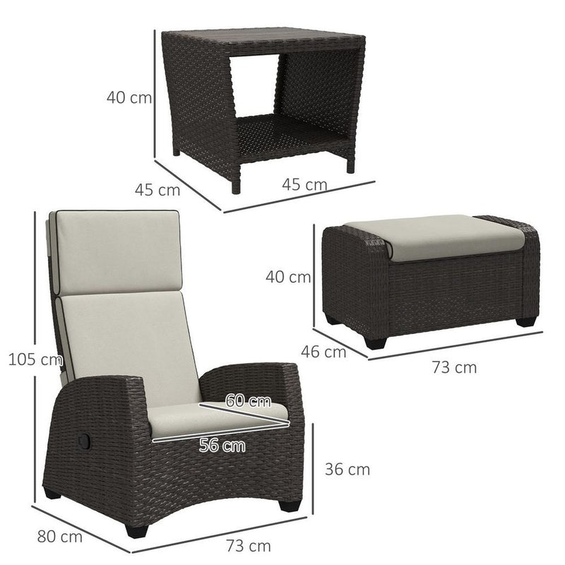 Premium Outsunny 5-Piece Rattan Garden Furniture Set - Reclining Chairs, Brown