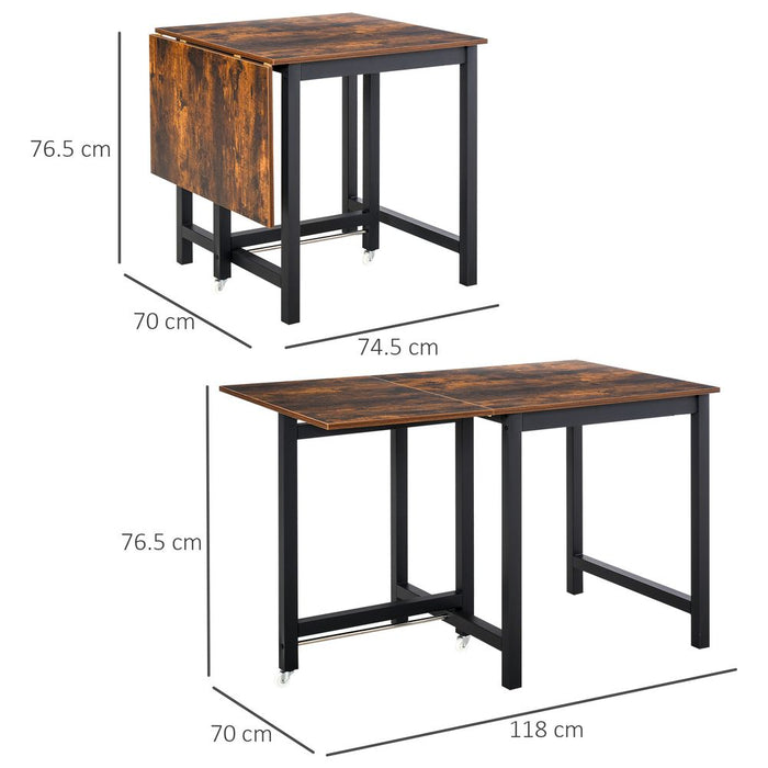 Industrial-Style Drop Leaf Folding Table for Dining - Compact & Stylish - Max Load 20KG