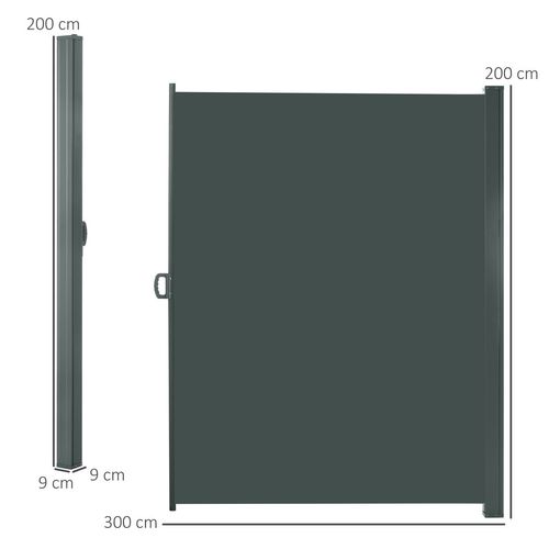 3x2M Retractable Side Awning Screen Fence Patio Privacy Divider Grey