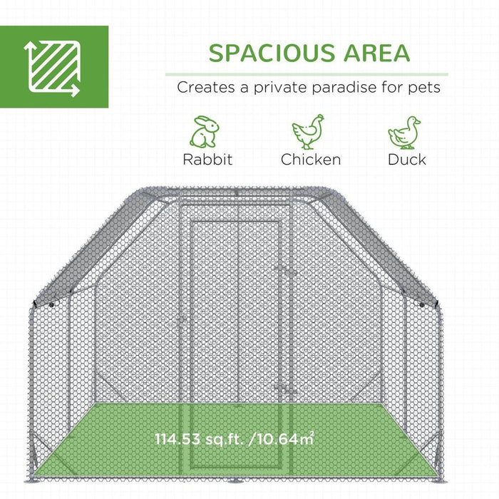 Spacious Chicken Coop for 10-12 Chickens, with Roof & Walk-In Design