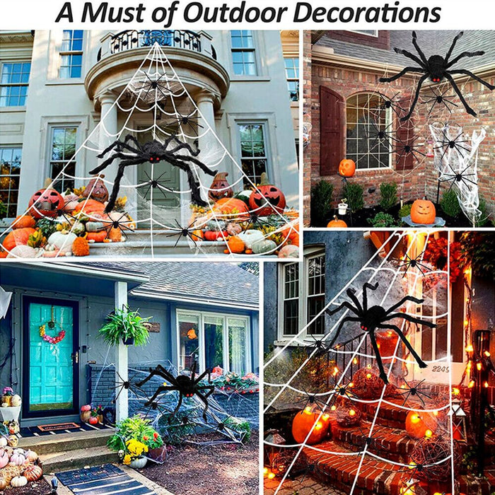 Giant Spider Web Halloween Decoration 5m with 20pcs Spiders and Large Spider