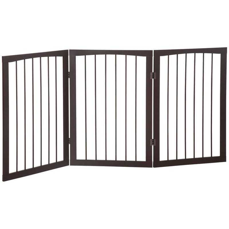 PawHut 3 Panel Pet Gate Wooden Foldable Dog Fence Indoor Free Standing Safety Gate Portable Separation Pet Barrier Guard
