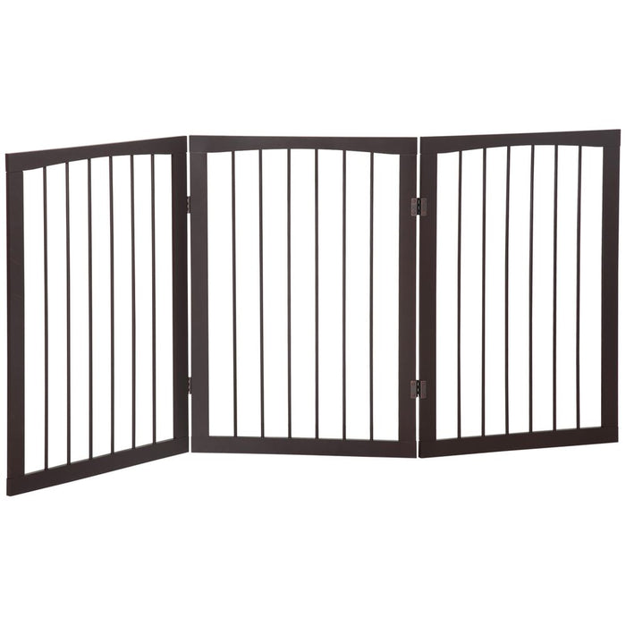 PawHut 3 Panel Pet Gate Wooden Foldable Dog Fence Indoor Free Standing Safety Gate Portable Separation Pet Barrier Guard