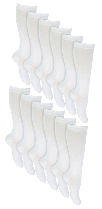 Girls 12 Pack Knee High Cotton Socks