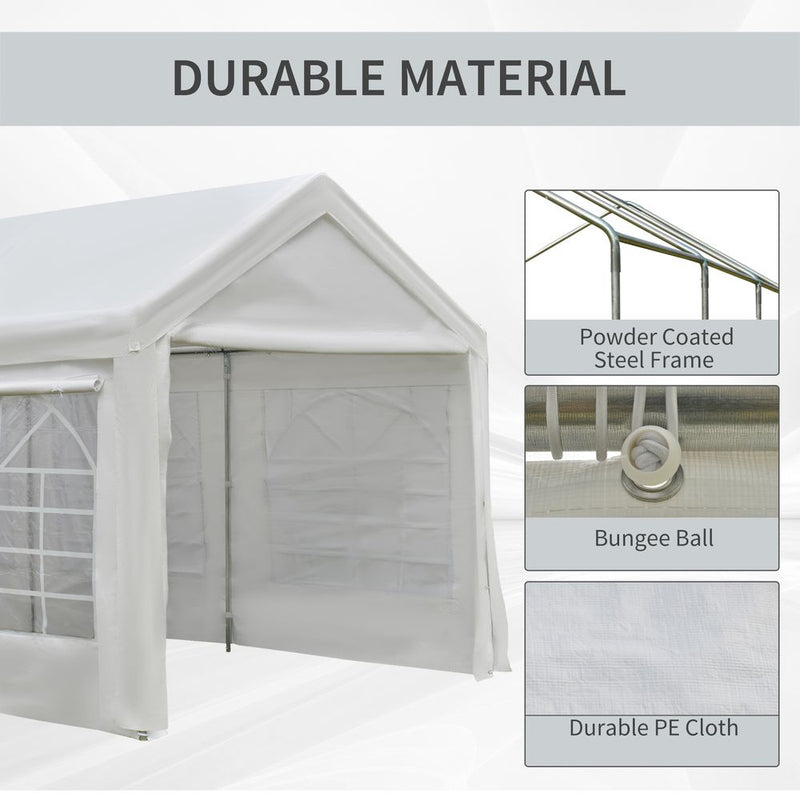 Premium 20x10 Car Tent | Outdoor Canopy Shelter | Water-Resistant | White