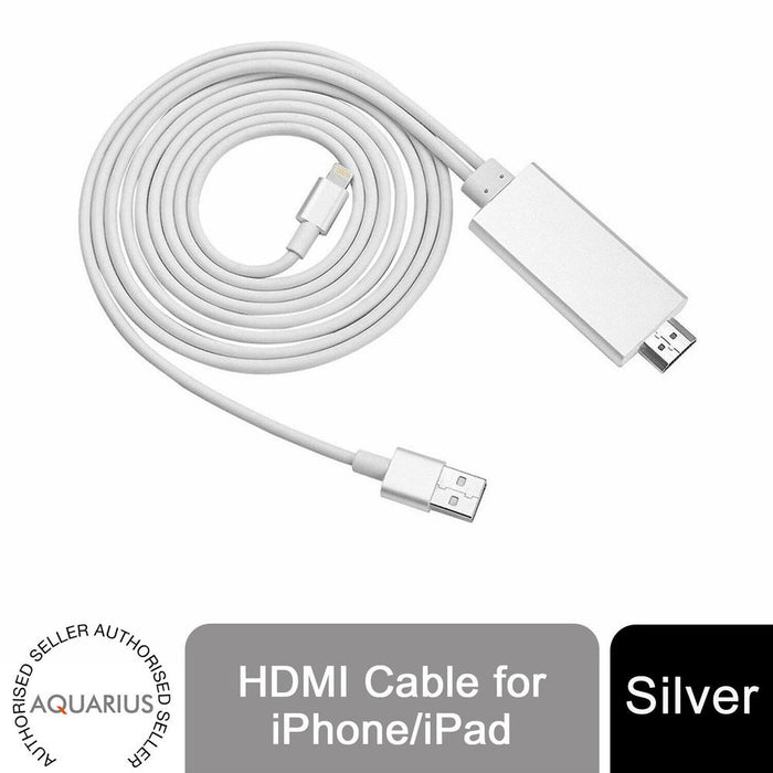 Aquarius HD HDMI Connector Cable for Phone/Pad - Full 1080P Support, Silver