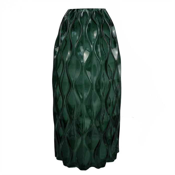 Premium 30cm Green Waves Glass Vase - Hand-finished, Perfect for Real & Artificial Flowers - Professional Quality