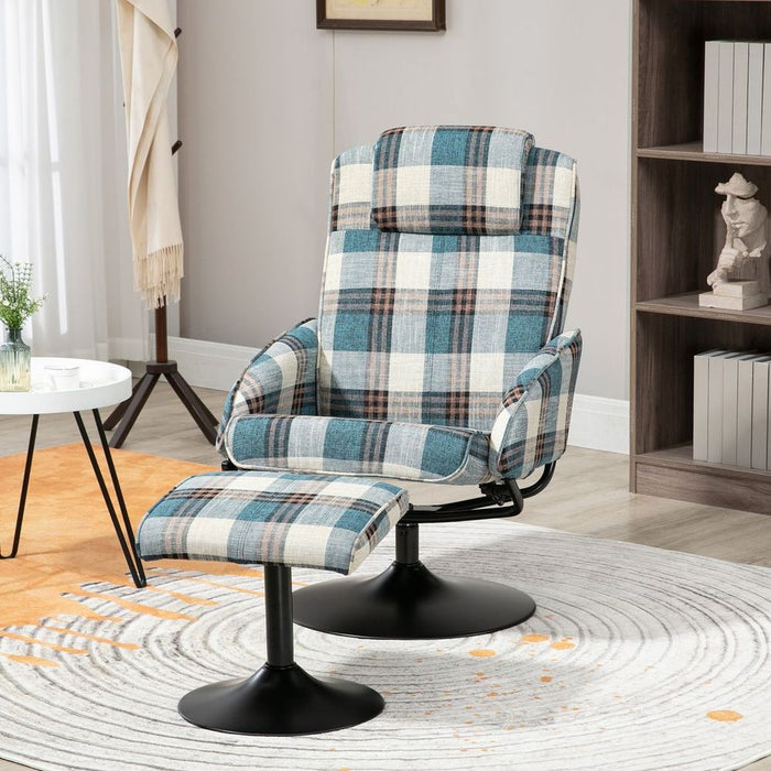 Swivel Armchair with Footstool and Adjustable Backrest Multicolour