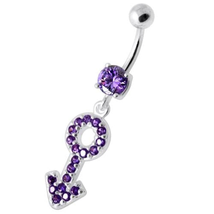 Gender Male symbol Silver Belly Ring