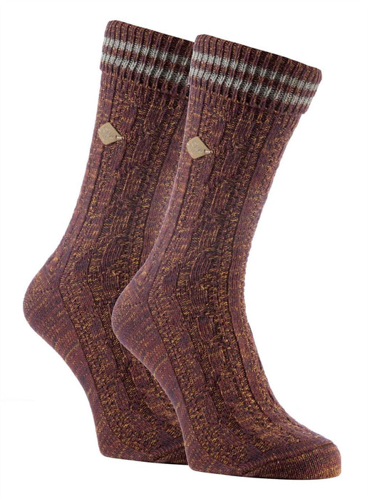 Farah 1920 - 2 Pairs Mens TOT Socks - Cable Knit, Cotton Rich - Size 6-11 UK