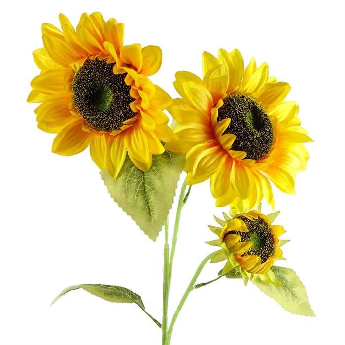 88cm Yellow Artificial Sunflower - 3 heads