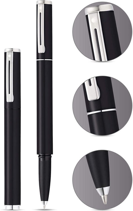 Sheaffer Pop Rollerball Pen Medium Tip, BLACK, Chrome Trim, Luxury Gift Box - Best Quality!