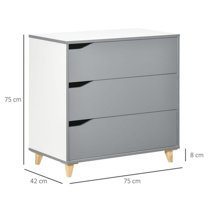 Premium 3-Drawer Grey Dresser with Solid Wood Legs - Ample Storage and Quality Construction