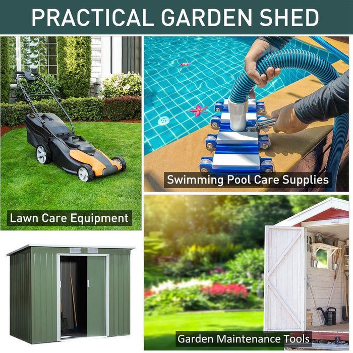 Garden Storage Shed - Durable, Sloped Roof, Outdoor Equipment Tool Storage - 213x130x173cm