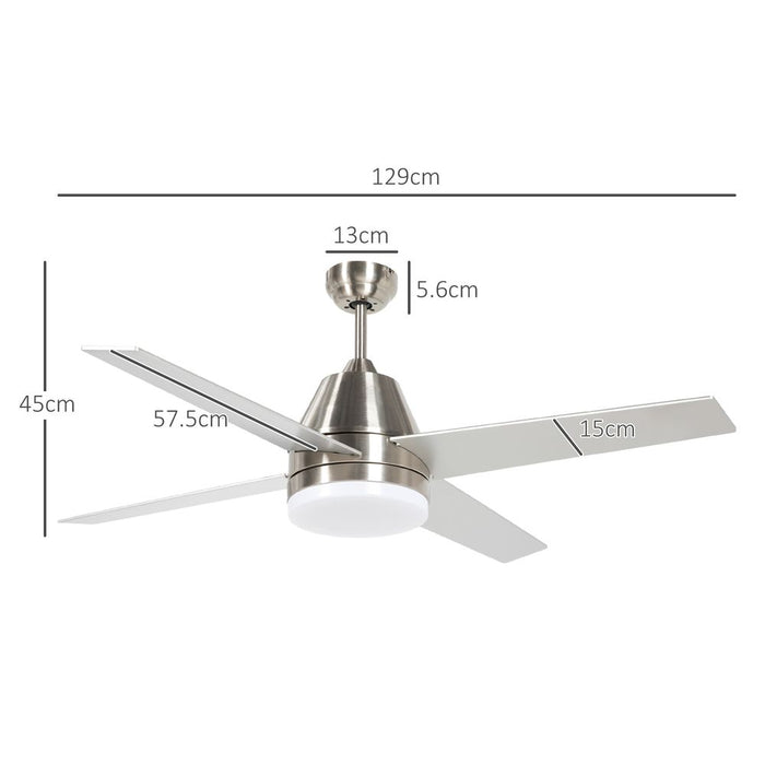 High-Quality HOMCOM Reversible Ceiling Fan & Light Combo - Remote Control - Silver/Black - Plus 6-Speed Options