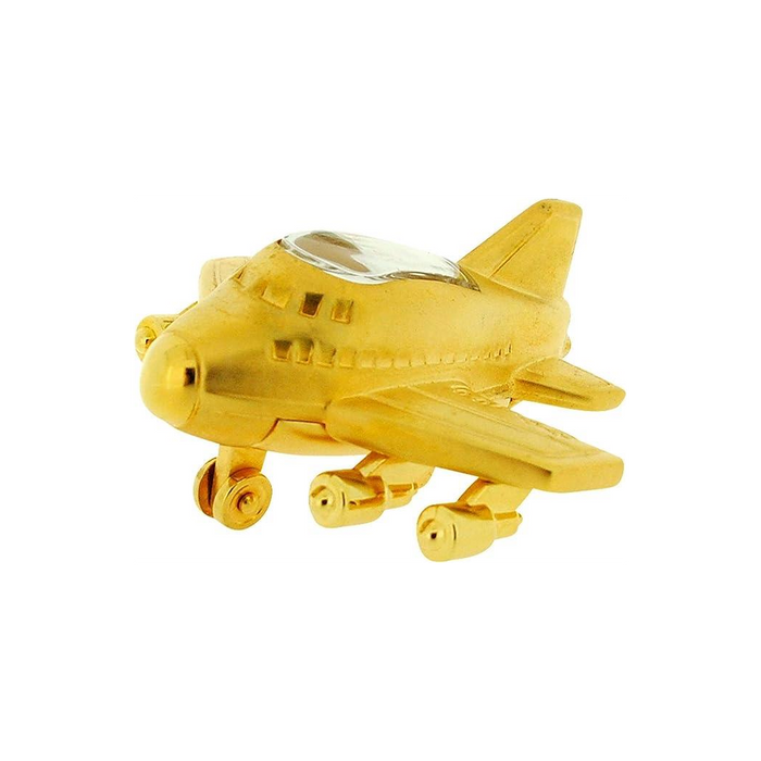 Miniature Clock Gold Plated Aeroplane Solid Brass IMP1015G - CLEARANCE NEEDS RE-BATTERY