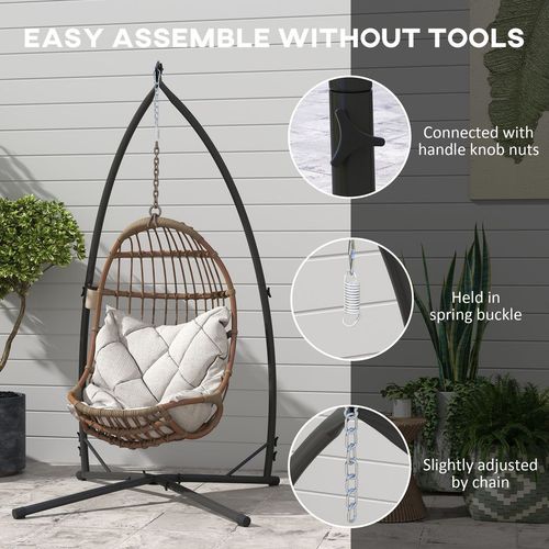 Outsunny Hammock Chair Stand, Steel Frame Hammock Stand Only, Black