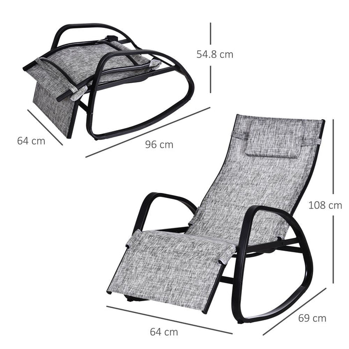 Premium Zero Gravity Rocking Patio Chair w/ Pillow Grey - Ultimate Comfort & Style - Professional Quality