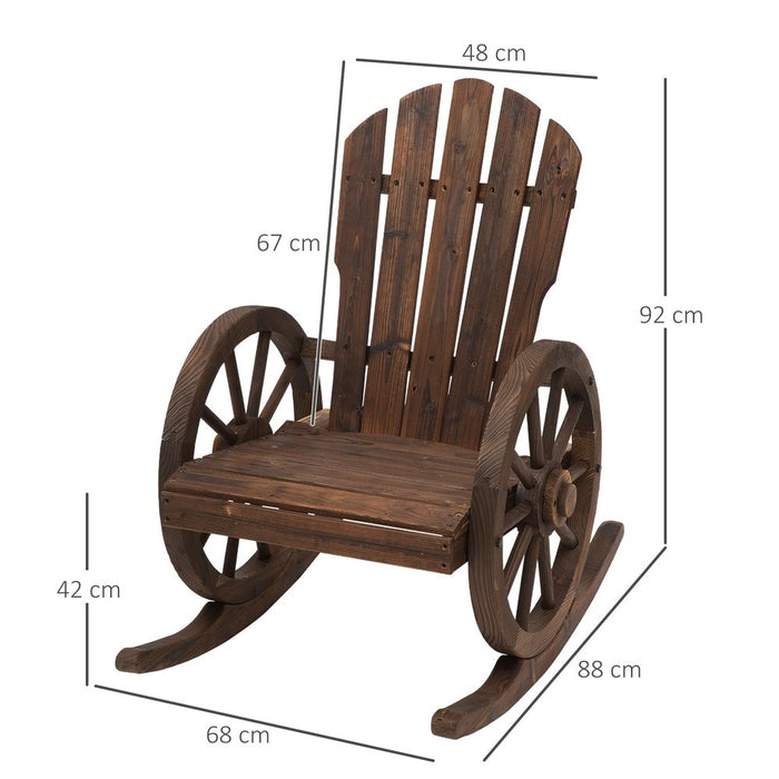 Premium Solid Wood Adirondack Rocking Chair - Stylish Outdoor Furniture for Porch, Poolside, and Garden