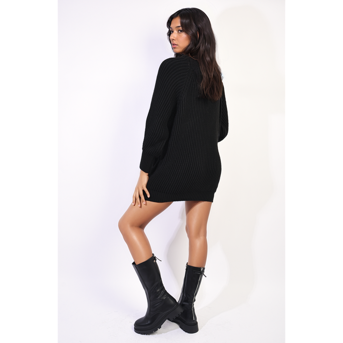 Cozy & Chic Knitted Turtleneck Mini Dress - Stay Stylish & Warm!