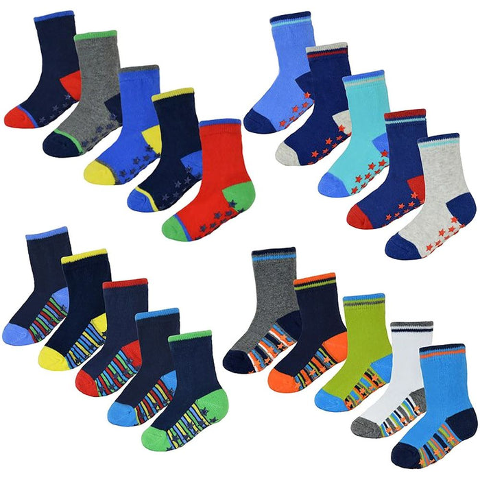 Baby Boys 10 Pack Heel & Toe Socks with Grippers