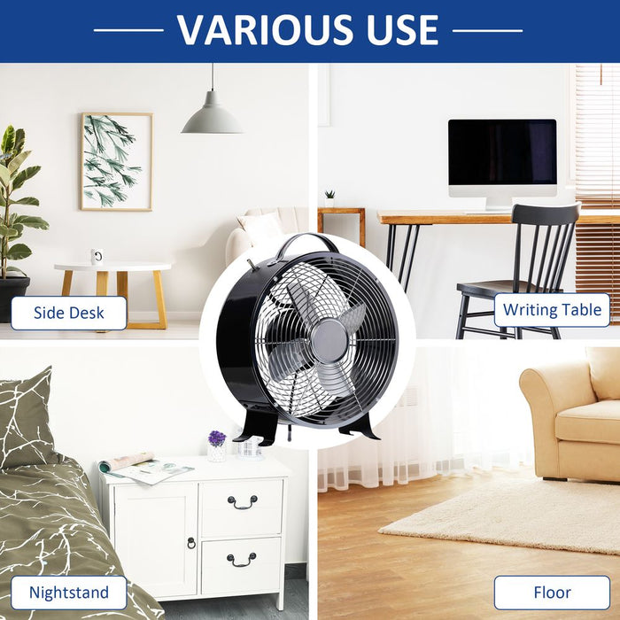 Powerful 26cm Electric Fan - 2-Speed, Anti-Slip Feet - Perfect for Home & Office - Black