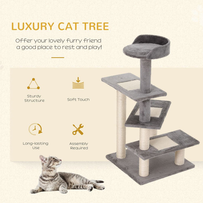 Premium Cat Activity Center - Multi-level Climbing Tower with Scratching Post and Plush Material - Pawhut