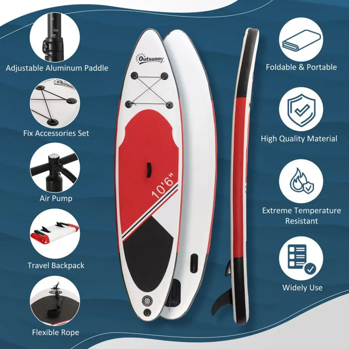 10ft Inflatable Stand Up Board: Non-Slip Deck + Adjustable Paddle - High-Quality, Portable, and Safe