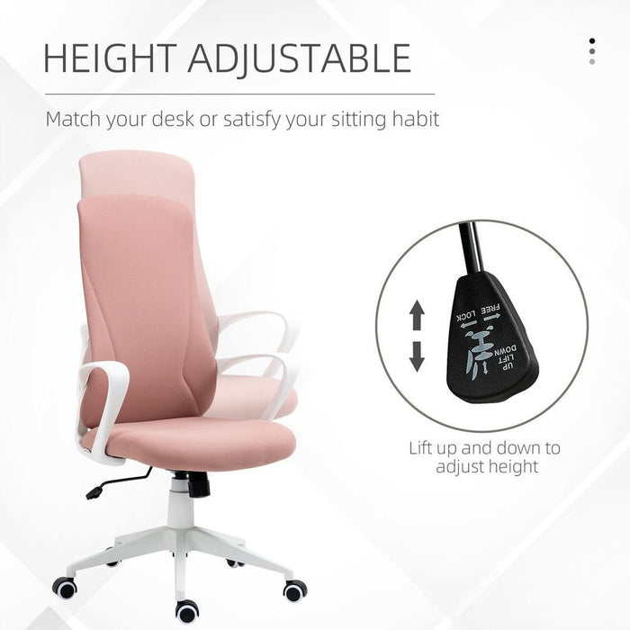 Premium Vinsetto High-Back Office Chair - Adjustable Height, Elastic Design, Pink