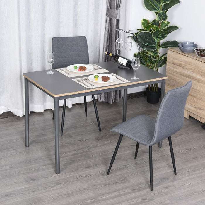 120cm Minimalistic Dining Table Steel Frame Foot Pads Simple Style Grey