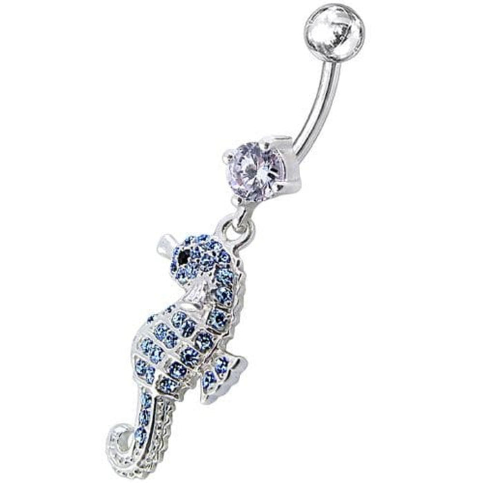 Jeweled Sea Horse Dangling Belly Ring