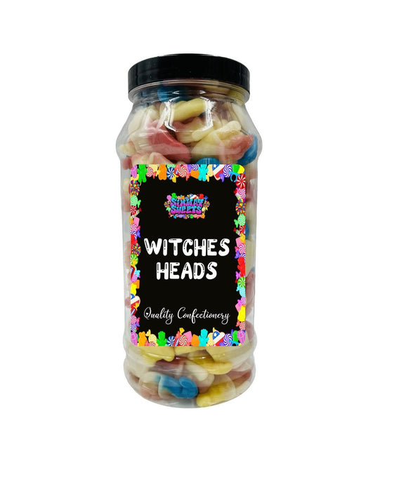 Premium Witches Heads Gummy Sweets in Retro Gift Jar