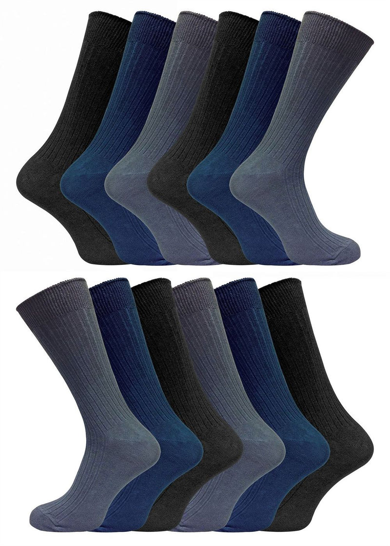 Premium 100% Cotton Socks - 12 Pairs
