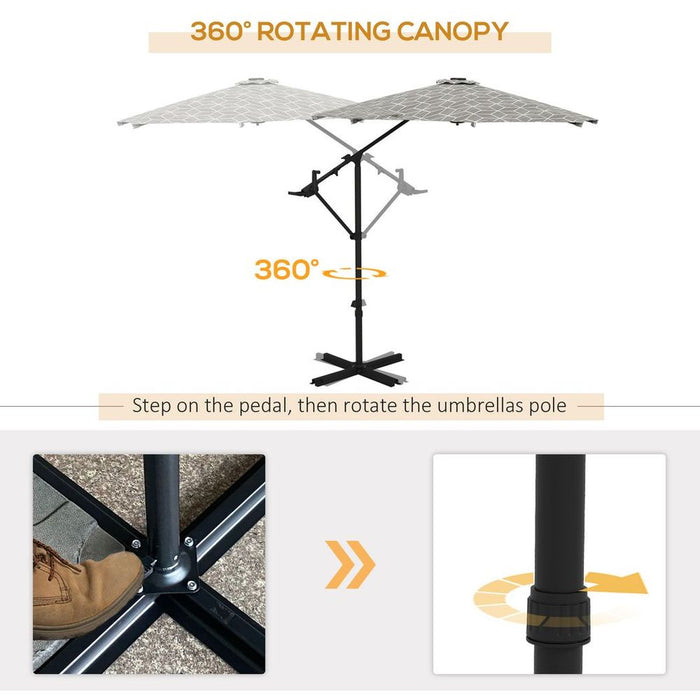 Premium 2-in-1 Cantilever & Market Parasol - 360° Rotation, High-Quality Steel Frame