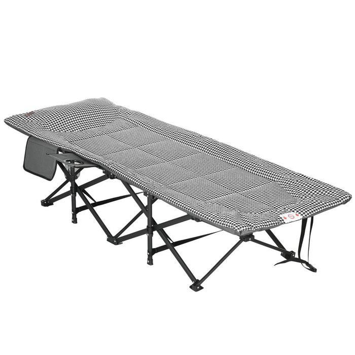 Premium Outsunny Camping Bed: Portable, Comfortable & Stylish. Includes Carry Bag, Magazine Storage & Cup Holder. Black.