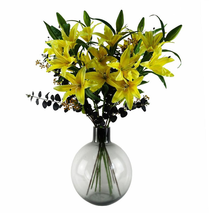 Vibrant Pack of 6 Artificial Yellow Berry Stems - Premium Quality, 90cm Height