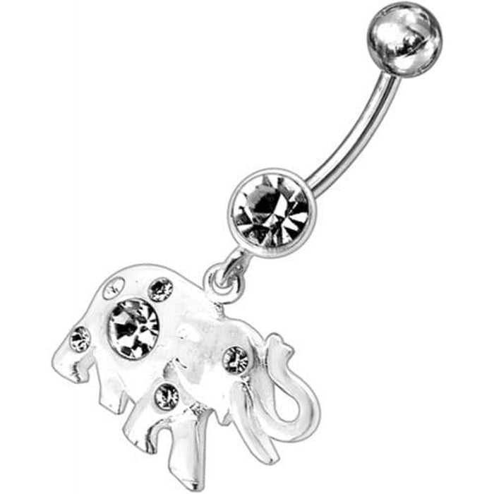 Jeweled Elephant Dangling Belly Ring