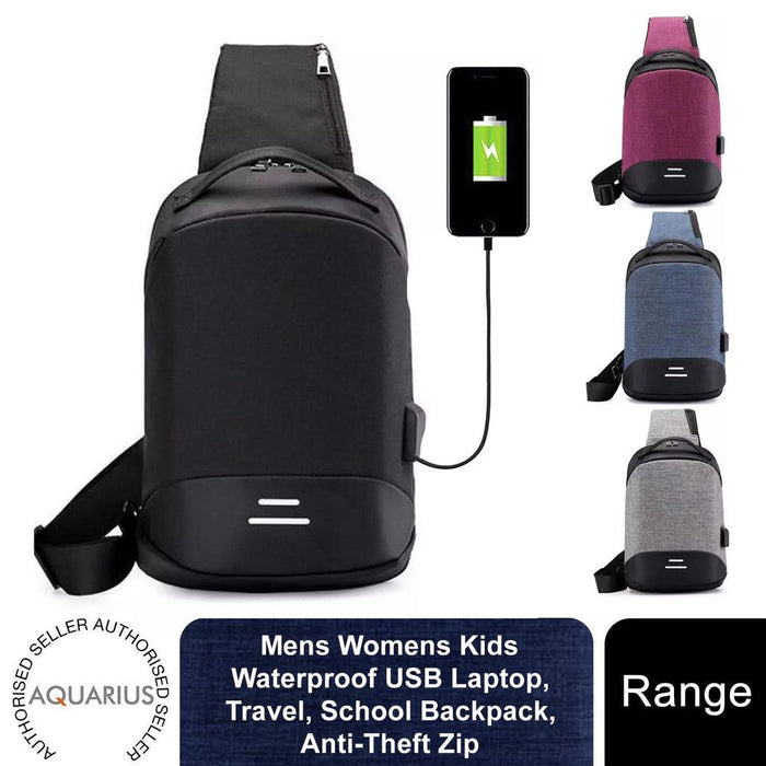 Aquarius Waterproof Anti-Theft USB Laptop Backpack - Travel School Bag