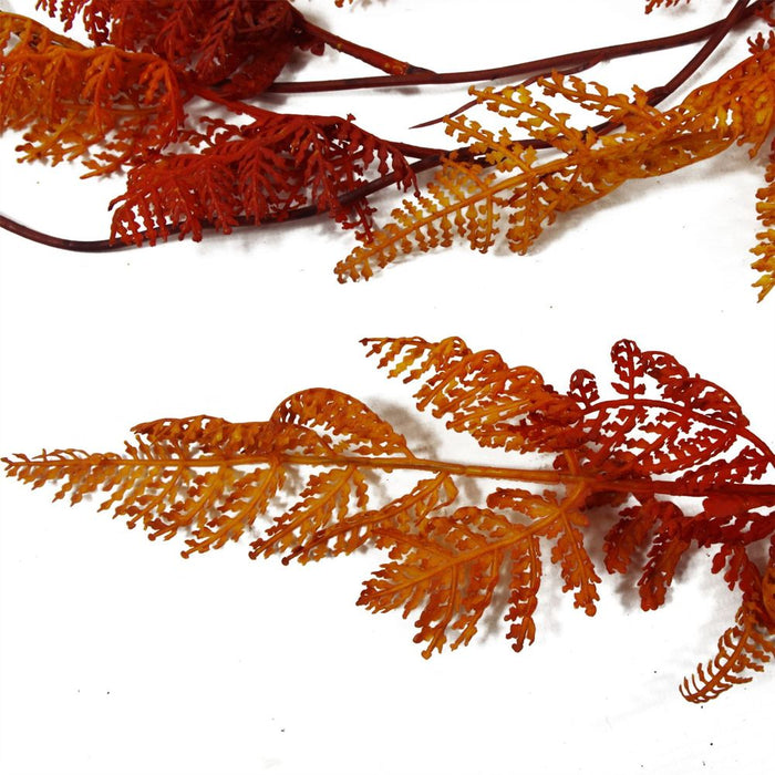 Premium 100cm Artificial Hanging Fern - Autumn Orange | Leaf Design UK