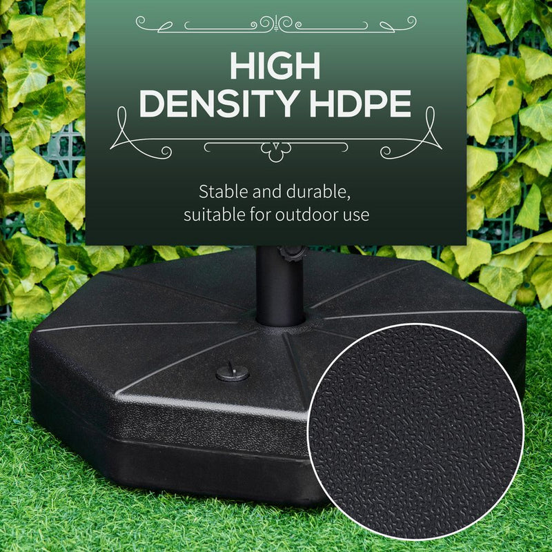 28kg Water/Sand-Filled Umbrella Stand | Outsunny | Black HDPE Base | Garden Parasol Holder