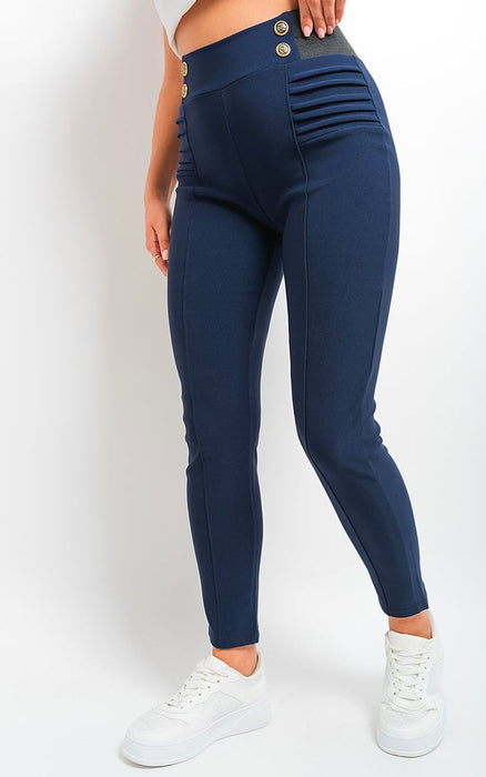 Elastic Waist Button Detail Leggings - Stylish, Comfortable, and Versatile!